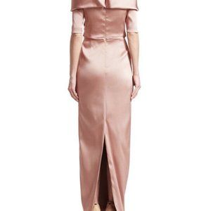 Teri Jon size 14 Off Shoulder Stretch Satin Gown